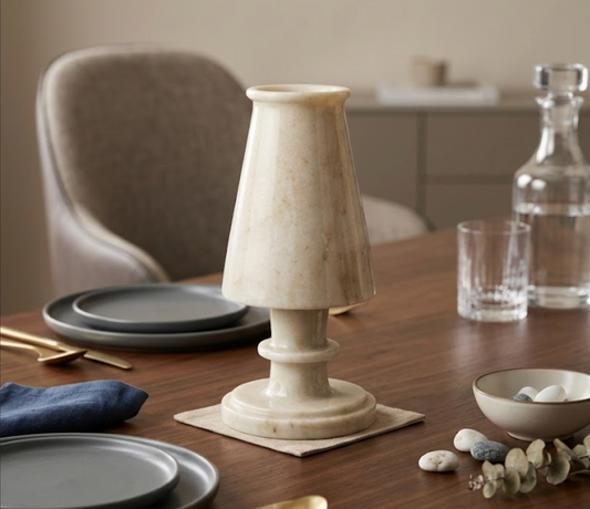 The Aura Column Marble Table Lamp